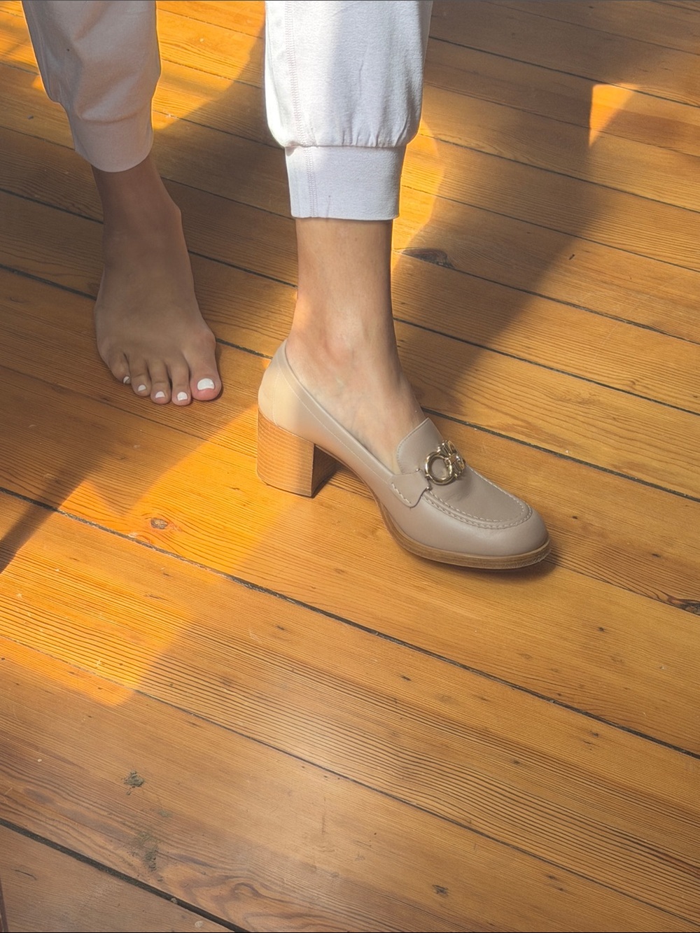 Salvatore Ferragamo Blush Nude Leather Horsebit Loafers - Picture 11 of 12